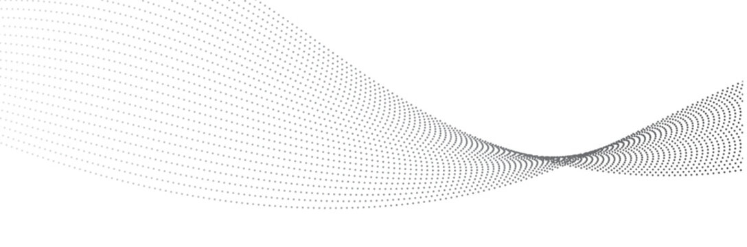 Abstract modern gradient halftone wave dot pattern background. Minimal abstract background with flowing halftone dots forming a wave, representing motion, data flow, sound waves . 