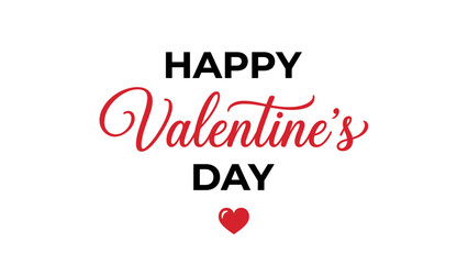Happy Valentine's Day Vector Typography. Modern Handwritten Script and Bold Font Text with Red Heart. Love Holiday Greeting Banner.