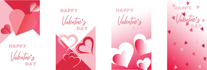 Happy Valentine's day love cover vector set. pink romantic symbol with hearts. Creative concept of Happy Valentines Day card set. Love illustration for greeting card. banner, cover, poster © BG DSgin