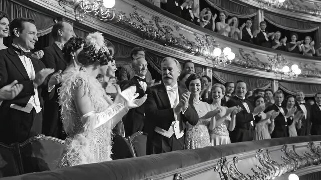 Elegant audience clapping in theater