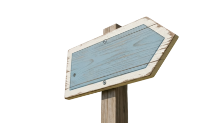 Wooden arrow sign isolated PNG on transparent background, directional signboard with rustic texture for travel and outdoor design