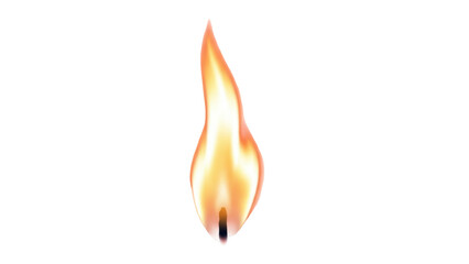 Realistic flame PNG isolated on transparent background, bright orange and yellow fire element for design projects and compositing