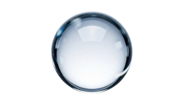 Translucent glass sphere PNG isolated on transparent background, clear crystal ball with light reflections for design elements and decorative use