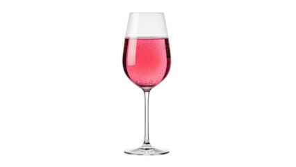 Elegant pink champagne in a glass isolated PNG, sparkling wine with bubbles on transparent background for celebrations and special occasions