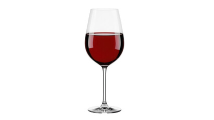 Elegant red wine glass isolated PNG on transparent background, full of rich burgundy liquid for celebrations and fine dining