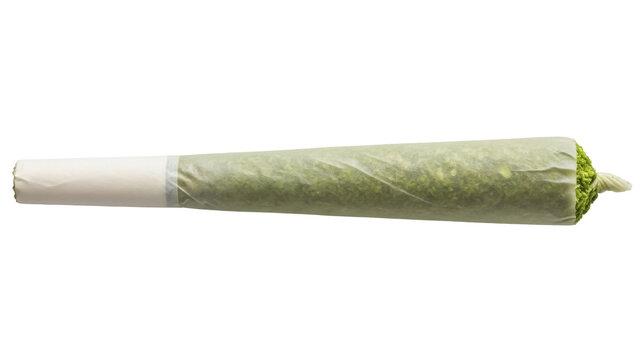 Marijuana joint isolated PNG on transparent background, pre-roll cannabis cigarette for recreational or medical use, weed blunt
