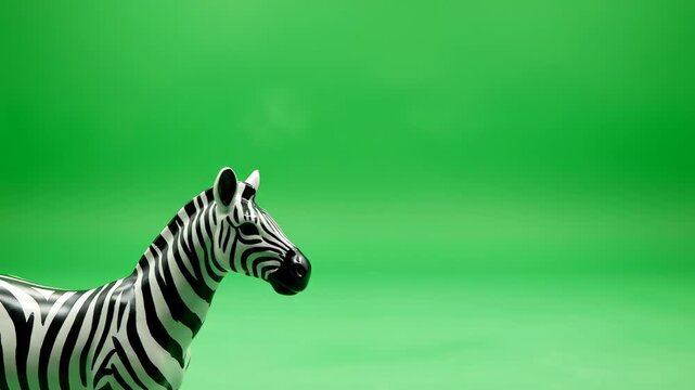 Zebra figurine against green screen