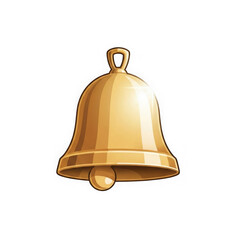 Golden bell icon isolated on transparent background with shiny surface