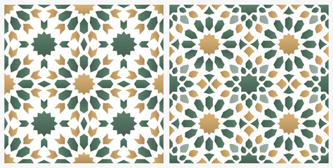 Islamic Moroccan Geometric Seamless Patterns Background Set