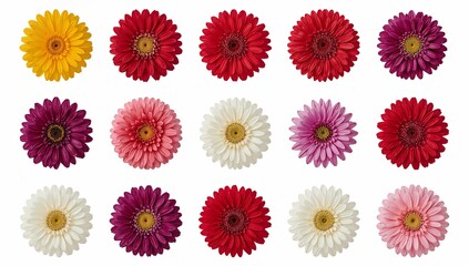 A Collection of vibrant gerbera daisies in various colors, each with a unique charm. A beautiful showcase of nature's artistry and the perfect symbol of joy and appreciation.