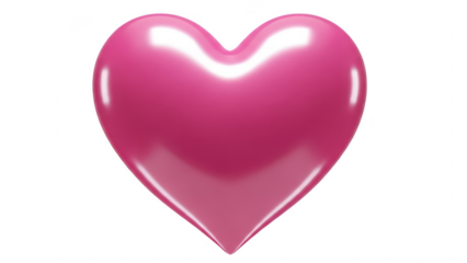 3D Pink Heart Icon with Glossy Shine isolated on white a transparent background