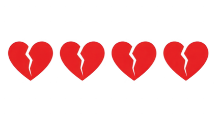 broken hearts into two pieces isolated on white a transparent background