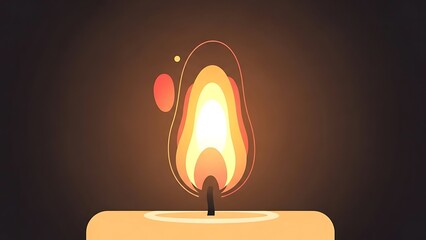 Minimalist Candle Flame Illustration on Dark Background