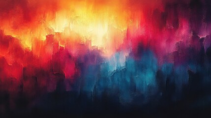 Abstract textured background with vibrant fiery orange yellow and cool blue hues in a dark setting