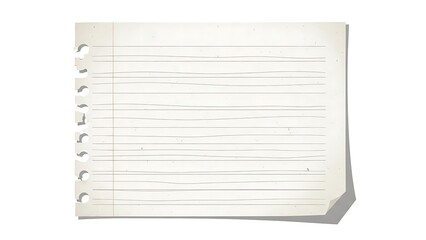 Realistic Illustration of a Blank Lined Notebook Page with Torn Spiral Edge