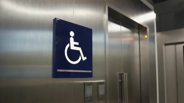 Wheelchair sign in the elevator.