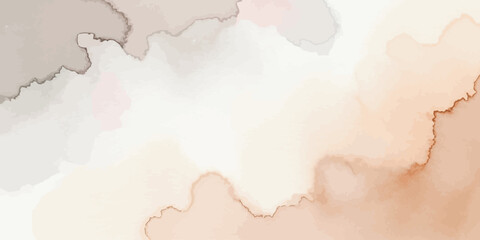 Fototapeta premium Earthy Neutral Watercolor Wash Background Vector Elegant Abstract Flowing Texture in Beige and Brown Tones