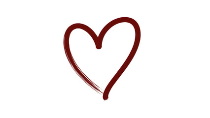 Heart shape frame with brush painting isolated on white a transparent background