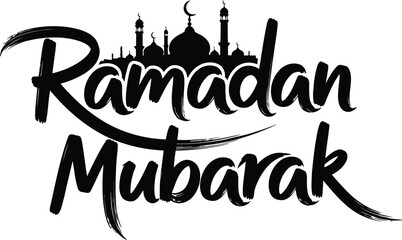 Ramadan Mubarak vector illustration with mosque silhouette for Islamic holiday greetings © artificial_azad!