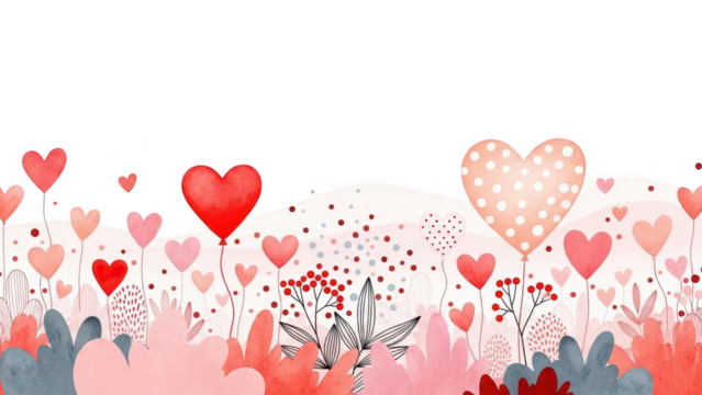 Valentines day watercolor abstract hearts isolated on white a transparent background - Powered by Adobe