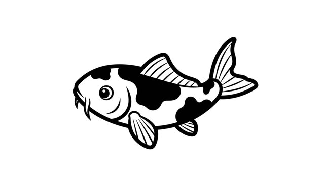 Koi fish black and white graphic.