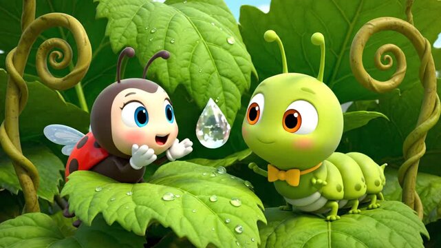 Cute cartoon snail character with a happy smile and funny face, isolated vector illustration set featuring a green leaf on grass from a nature art collection