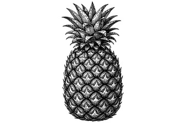 Obraz premium Detailed vintage pineapple drawing in black and white