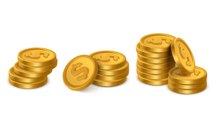 Golden Dollar Coin Stacks 3D Set
