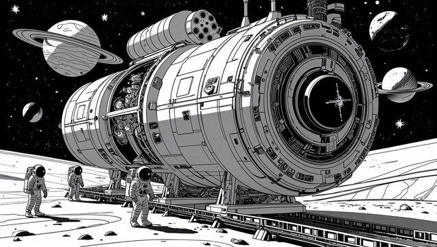 Coffee Space Station Coloring Page