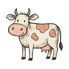 Fototapeta premium PNG Cute cartoon cow illustration.