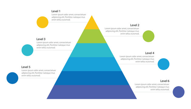 6 Levels Pyramid Infographic Template Design