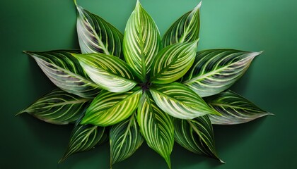 air purifying plantgreen tropical leaves with variegated patterns arranged symmetrical star shape creating fresh natural