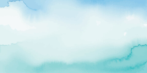 Serene abstract watercolor vector background Blue and turquoise wet fluid wash texture Pastel ombre blend design template