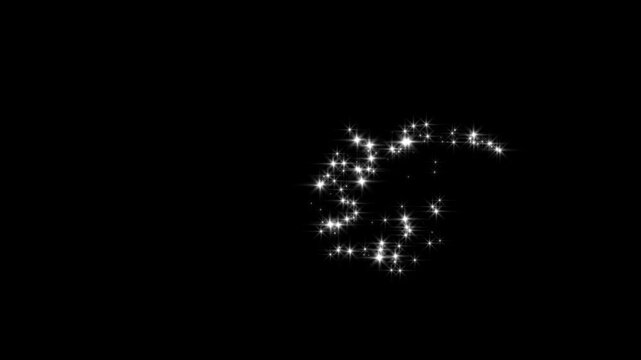 Glowing bokeh lights, magic sparkles, and a soft glitter line transition rendered smoothly on transparent alpha channel loop in 4K. fairy dust wand glitter stars trail with white twinkling particles