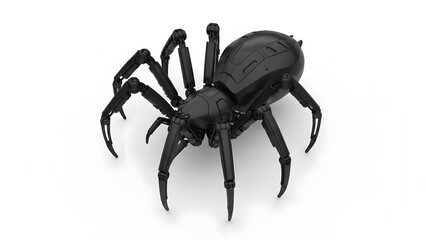 A black robotic spider toy on a white background