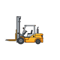 Naklejka premium Yellow Forklift Truck Vehicle on White Background, Industrial Equipment