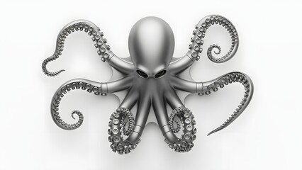 A detailed illustration of an octopus with eight tentacles and suckers