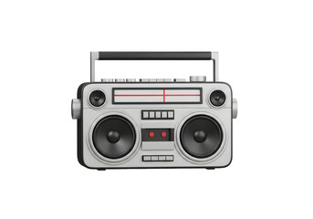 Fototapeta premium Vintage boombox on black background, nostalgic music player
