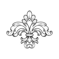 vector line art hand drawn illustration of a baroque fleur de lis © Riza