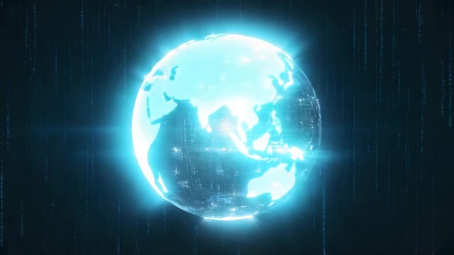 The sphere rotates slowly on its axis The camera remains locked Light particles orbit gently Cinematic realism 