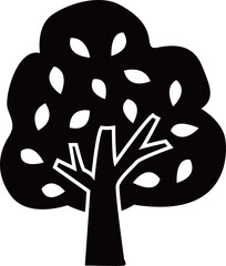 木のシルエット白黒ベクター イラスト