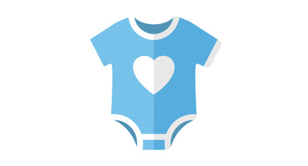 Simple blue baby onesie with a white heart graphic on the front