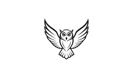 Obraz premium Stylized Owl Illustration with Open Wings on White.