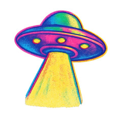 Fototapeta premium PNG Colorful retro UFO illustration