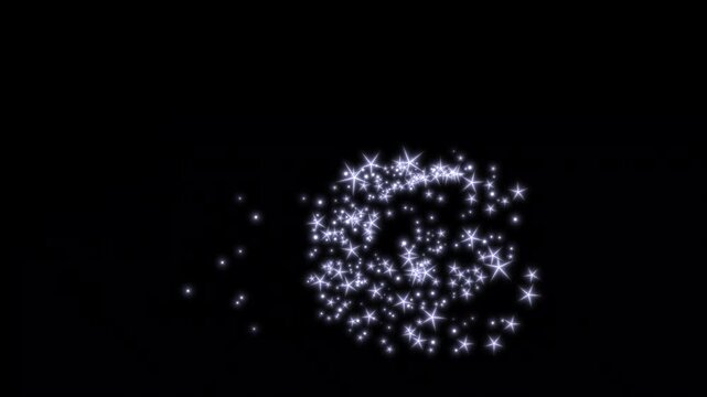 4k Luxury white glitter sparkles line trail, white cartoon blinking stars, magic dust, flat, vector, doodles, doodle cartoon twinkling stars with glitter burst effect on black screen. 4k animation