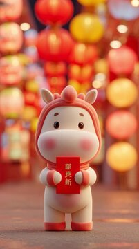 Capturing a Cute Figurine in a Lantern Festival Scene