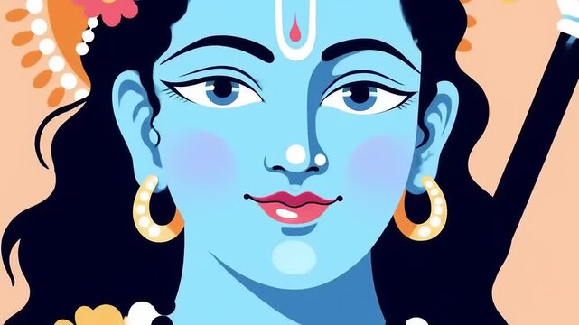 Hindu deity Krishna cartoon illustration.