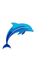 Fototapeta premium Isolated blue dolphin illustration on white background.