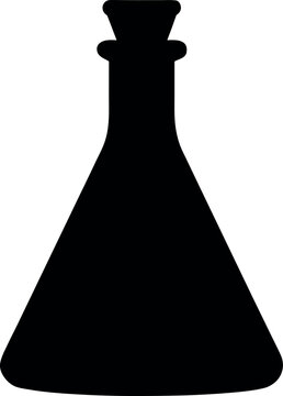 Erlenmeyer Flask Icon Silhouette for Chemistry Lab Illustration