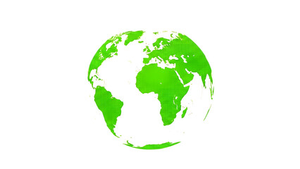 Fototapeta premium Green and white globe on isolated on transparent background